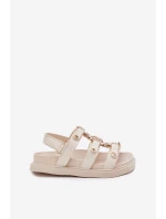 Dětské Sandály Se Zlatým Detalem Béžové Lunessa