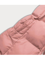 Dámská péřová vesta ve starorůžové barvě s kapucí (5M721-46)