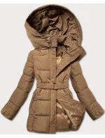 Hnědá vypasovaná zimní bunda s opaskem (23MY-207) Hnědá vypasovaná zimní bunda s opaskem (23MY-207)