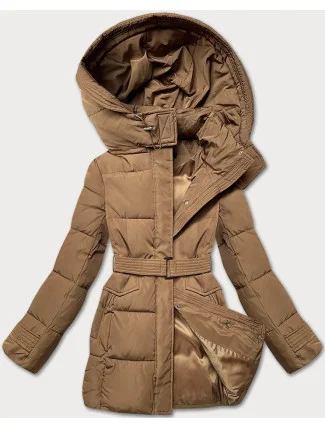 Hnědá vypasovaná zimní bunda s opaskem (23MY-207) Hnědá vypasovaná zimní bunda s opaskem (23MY-207)