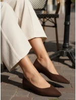 Dámské semišové baleríny se špičatou špičkou hnědé FashionStreet ZY1423