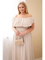 Dámské šaty Plus Size s volánem a elastickým pasem béžová Dámské šaty Plus Size s volánem a elastickým pasem béžová