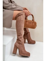 Kozáky Na Podpatku A Platformě S Holenní Částí Ekokožené Tmavobéžové Zistaria Kozáky Na Podpatku A Platformě S Holenní Částí Ekokožené Tmavobéžové Zistaria