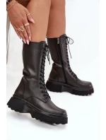 Kožené zimní kozačky s platformou Artiker 57C2282 Černé