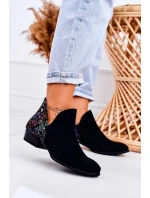 Dámské Kožené Boty Maciejka černé S Květinami 04091-57