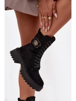 Dámské zateplené workery s ozdobným prvkem Kalindra – černé