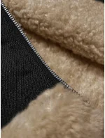 Jeansowa kurtka na podszewce typu baranek J Style wytarty czarny/beż (11Z8217)