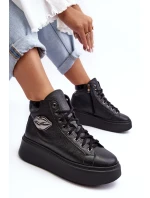 Dámské vysoké tenisky na zip Lemar černé Katerin