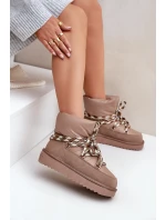 Semišové Sněhule Dámské S Hlavními Šňůrkami D.Franklin DFSH375003 Taupe