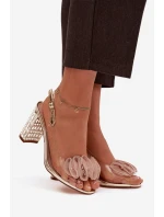 Sandály na podpatku s krystaly D&A MR52-237 zlaté