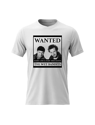 Pánské bavlněné tričko s potiskem - WANTED - bílé