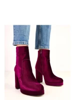 Dámské kotníkové boty na podpatku RQ481 Vínová - BESTELLE