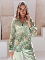 Dámské květované tričko oversize Květinově zelené FashionStreet DY0471