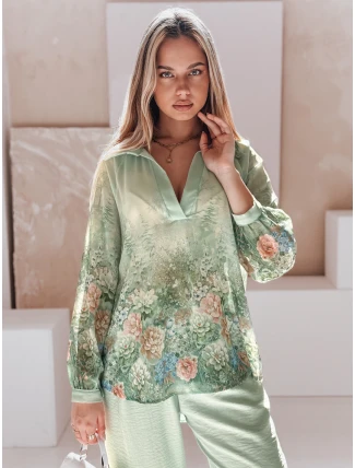 Dámské květované tričko oversize Květinově zelené FashionStreet DY0471