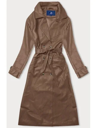 Dvouřadový klasický dámský kabát z ekologické kůže AnnGissy ve velbloudí barvě (AG6-30) Dvouřadový klasický dámský kabát z ekologické kůže AnnGissy ve velbloudí barvě (AG6-30)