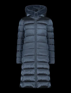 Dámská zimní bunda s kapucí CMP zateplený kabát dlouhý tmavě modrý (34K0046F/L635)