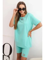 Dámský bavlněný komplet s krátkým rukávem a šortkami mincovna