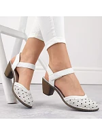 Kožené pohodlné sandály Rieker W RKR650 white Kožené pohodlné sandály Rieker W RKR650 white