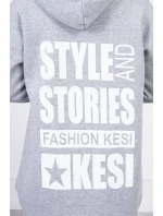 Zateplená mikina s dlouhými zády a kapucí šedá Zateplená mikina s dlouhými zády a kapucí šedá