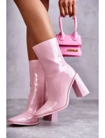 Dámské lakované kozačky Růžove Margit