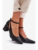 Kožené Lodičky Na Podpatku Maciejka K6816-01 Černé