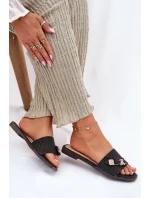 Dámské Pantofle Na Plochém Podpatku S Mašlí Černé Sallariela