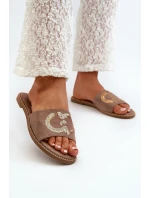 Dámské Ploché Žabky S Cekulemi S.Barski KV27-052 Hnědé