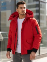 Pánská zimní bunda s kapucí červená FashionStreet TX4983