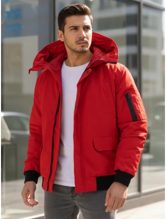 Pánská zimní bunda s kapucí červená FashionStreet TX4983