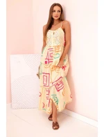 Dámské bavlněné šaty s barevným vzorem béžový