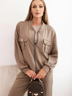 Dámská souprava máslová z viskózy s rozepínací mikinou a kalhotami fango