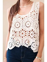 Dámská viskózová halenka bez rukávů s výstřihem do V džínová