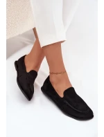Dámské mokasíny z eko semiše ploché černé Miryelle