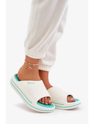 Dámské pantofle na platformě Big Star – bílá/mátová