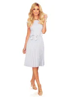 311-13 LILA plisované šaty s krátkým rukávem - ŠEDÉ