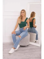 Halenka bez ramínek s volánky zelená