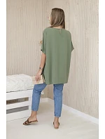 Oversized halenka s přívěskem světlá khaki