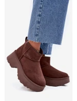 Dámské Nízké Sněhule Na Klínku S Teplým Kožíškem Hnědé Mavelle Dámské Nízké Sněhule Na Klínku S Teplým Kožíškem Hnědé Mavelle