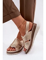 Kožené sandály na platformě S.Barski GR61-5916 Zlaté Kožené sandály na platformě S.Barski GR61-5916 Zlaté