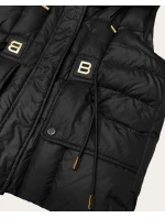 Puchowy bezrękawnik damski z kapturem Goodlookin czarny (B8600-1)