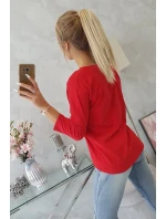 Halenka s 3D grafikou, krajková červená