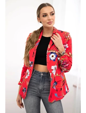 Bavlněná bunda s barevným potiskem malina Bavlněná bunda s barevným potiskem malina