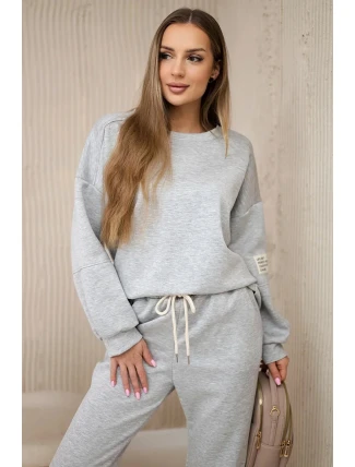 Komplet teplákové + kalhoty máslová látka světle šedá Komplet teplákové + kalhoty máslová látka světle šedá
