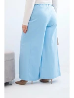 Dámské kalhoty Plus Size s širokými nohavicemi a plisováním modré