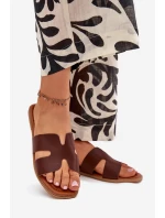 Dámské Plné Sandály S Výřezy Tmavě Hnědé Salyra