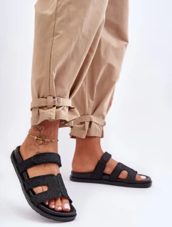 Dámské látkové sandály na zip černé Jose