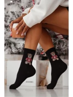 Dámské ponožky s medvídkem – černé