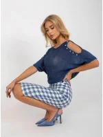 Dámská sukně LK SD 506462.12P bílo modrá - FPrice