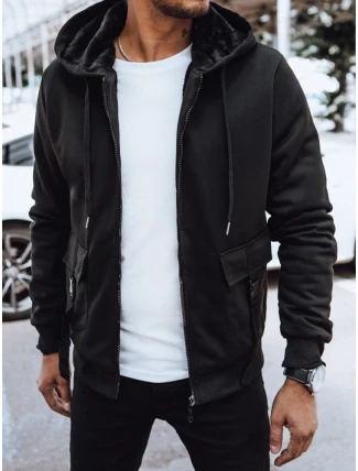 Pánská teplá mikina na zip černá FashionStreet BX5623