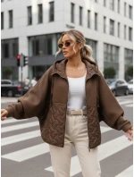 Dámská přechodná oversize bunda s kapucí hnědá FashionStreet TY5593
